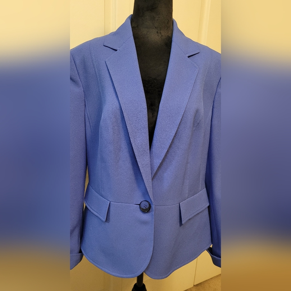 Black Label by Evan-Picone Size 14 LIGHT BLUE Women's Jacket Blazer - Picture 3 of 8